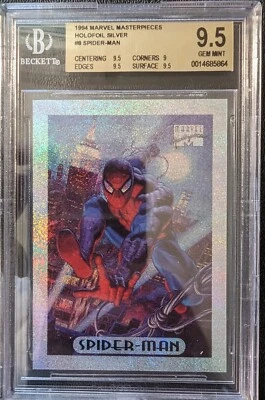 1994 Marvel Masterpieces #8 SPIDER-MAN SILVER HOLOFOIL BGS 9.5 GEM MINT POP 10 - Image 1 of 4