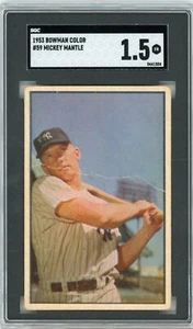 1953 Bowman Color #59 Mickey Mantle SGC 1.5 - Picture 1 of 2