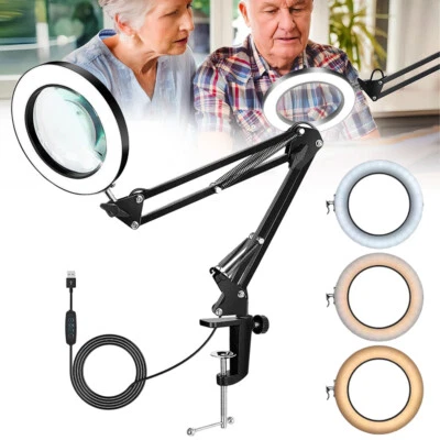 Lupe mit Licht und Ständer 10 Fach LED Lupenleuchte mit Klemme Schreibtischlampe - Bild 1 von 4
