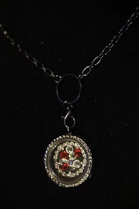  Collar medallón redondo de cristal negro flotante con dije Memory Living, nuevo, amor - Imagen 1 de 5