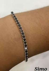 BRACCIALE DONNA UOMO STILE TENNIS ACCIAIO REGOLABILE NERO LUCE SEXY REGALO - Picture 1 of 3