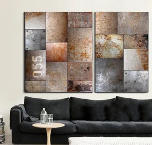 XXL LEINWAND BILD SET 160x100 METALL INDUSTRIE-DESIGN WANDBILD RETRO SHABBY ROST - Bild 1 von 2