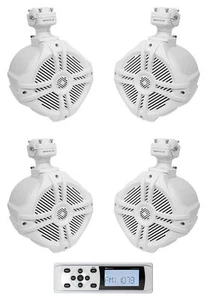 MB QUART MDR2.0W Marine Boat AM/FM Bluetooth Receiver+(4) Swivel Tower Speakers - Picture 1 of 12
