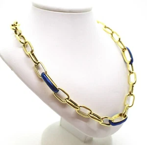 Halskette Kette Idandi 925 Silber vergoldet mit blauer Emaille - Made in Italy - Bild 1 von 2