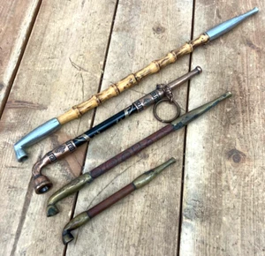 Japanese Vintage Showa Retro Kiseru Smoking Pipe Set of 4pcs Tobacco Tools FS - Picture 1 of 20