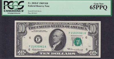 $10 1969 Atlanta Federal Reserve Note Fr.2018-F - PMG MS65 EPQ - Image 1 of 2