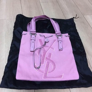 Yves Saint Laurent Kahala Women's Tote Hand Bag Pink Silver Logo Leather Ladies - Picture 1 of 24