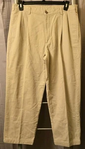 LL Bean Herren Hose Flanell gefüttert beige Pants Tag 35x29 (passt 35x27) Natural Fit - Bild 1 von 13