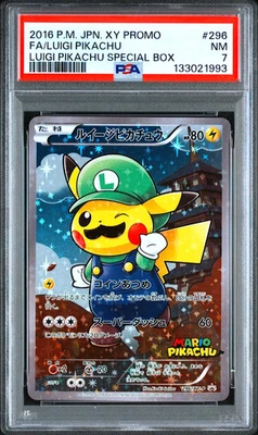 PSA7 Luigi Pikachu 296/XY-P Special Box Mario Promo 2016 Japanese Pokemon Card - Image 1 of 2