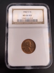 1942-S 1c Lincoln Wheat Cent Penny NGC MS66RD - Picture 1 of 6