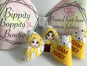 C.I.N TEAM PUDSEY 4" PRINTED CANVAS FABRIC BOW LOOPS TO MAKE YOUR OWN HAIR BOWS - Picture 1 of 4