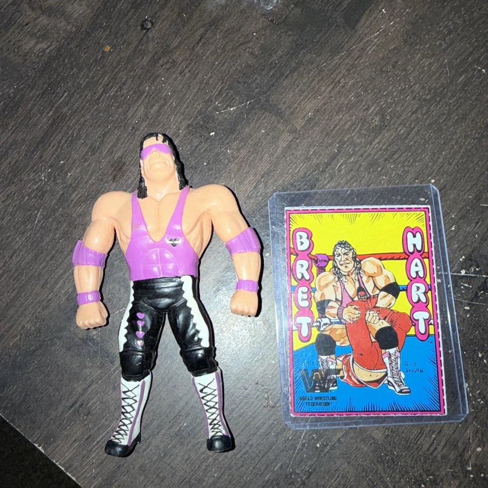 Экшн-фигурка Bret Hitman Hart WWF Bend Ems Wrestling WWE Wrestling 1994 с карточкой - Изображение 1 из 2