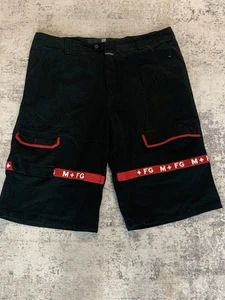 Vintage Y2K Marithe Francois Girbaud Baggy Jorts Jean Shorts Size 44 Black Red - Picture 1 of 6