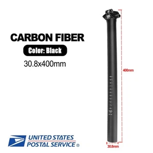 TOSEEK 30.8mm Seatpost Carbon Fiber 400mm Mountain Road BMX Bike Seat Tube Clamp - Picture 1 of 7