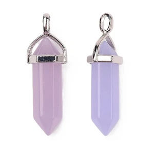 Malaysian Jade Hexagon Wand Pendants Lilac 8x38mm Pack Of 2 - Picture 1 of 1