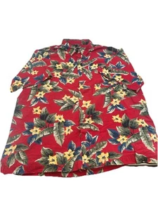 Vintage 90s CHAPS Ralph Lauren Mens XL Red Burgundy Floral Aloha Camp Shirt - Picture 1 of 5
