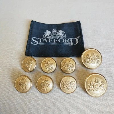 Stafford Waterbury Replacement Buttons Shank Gold Tone Monogram S Crest Blazer 8 - Image 1 of 4