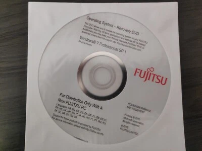 * Windows 7 Professional 64 Bit * 2015 - Fujitsu OS - Recovery DVD * No Key * - Image 1 of 3