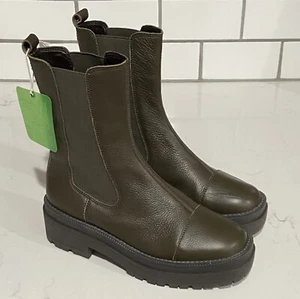 Sam Edelman Wellington Alpine Green Leather Chelsea Boots Women’s Size 7 NWT - Picture 1 of 9