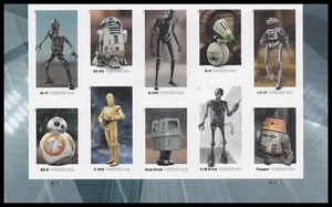 US 5573-5582 5582b Star Wars Droids F plate block 10 MNH 2021 - Picture 1 of 1