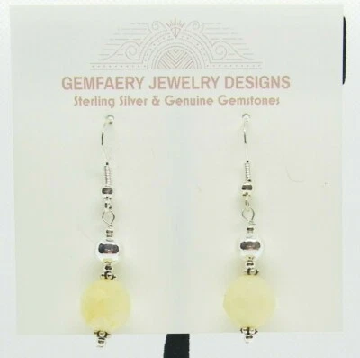 Серьги из стерлингового серебра с ограненным натуральным кальцитом #2148...ручная работа США - Изображение 1 из 4