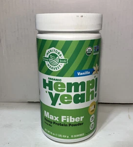 Manitoba Harvest Organic Hemp Yeah! Max Fiber Hemp Protein Powder Vanilla 16 oz - Picture 1 of 7