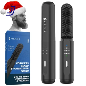 Beard Straightener for Men Cordless Heated Beard Brush for Men Electric Hot Comb - Picture 1 of 12