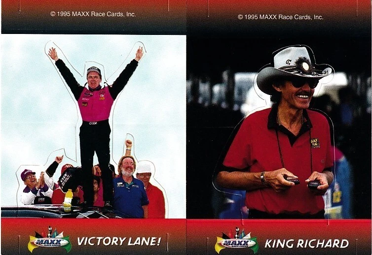 King Richard Petty & Geoff Bodine 1995 Maxx Stand-Ups NASCAR chase insert cards - Image 1 of 1