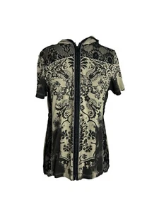 Vanilla Sugar Womens Size Large Short Sleeve Hoodie Lace Taupe Whimsigoth - Picture 1 of 7