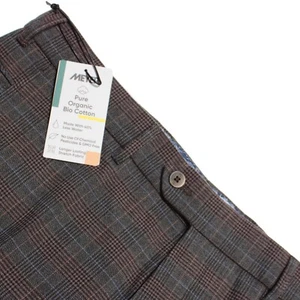 Pantalones de vestir Meyer nuevos con etiquetas talla 54 38 US Bonn en mezcla de lana a cuadros grises - Imagen 1 de 14