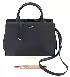 Radley Cross Body Bag Shoulder Bag or Grab Bag SAFFRON HILL Navy Blue Leather - Picture 1 of 13