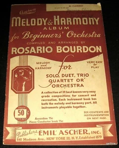 CLARINET Bb 1940 MELODY & HARMONY ALBUM for BEGINNERS ORCHESTRA EMIL ASCHER BOOK - Picture 1 of 2