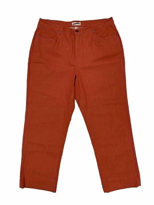 Coldwater Creek Straight Leg Jeans Size 18 Long Tall Denim Coral Orange Stretch - Image 1 of 4