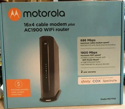 Motorola 16x4 cable modem plus ac1900 router model MG7550 - Image 1 of 4