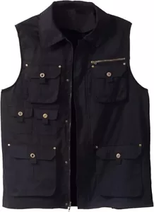 Boulder Creek by KingSize Men's Big & Tall 9 Pocket Twill Utility Vest 3XL Black - Picture 1 of 1
