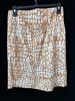 Saia Adrienne Vittadini Studio tamanho 4 lápis padrão bronzeado 21" comprimento 30" cintura - Imagem 1 de 4