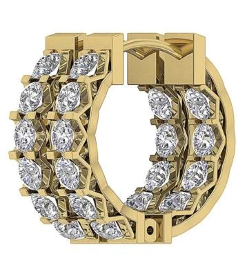 Prong Set Inside Out Hoop Earrings Lab Grown Diamond VS F 3.15Ct 14K Yellow Gold - Image 1 of 4