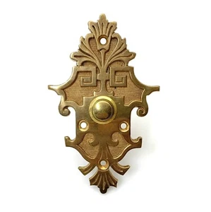 Large ca.1900 Arts & Crafts Electric Doorbell Brass Door Bell Vtg Antique - Picture 1 of 5
