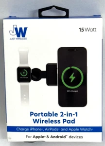 Cargador inalámbrico de escritorio Just Wireless 15W 2 en 1 Android Apple - Imagen 1 de 2