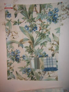 Brunschwig & Fils, Daffodil and Vine, Floral Remnant, 25"W X 36" L, Color Blue  - Picture 1 of 3