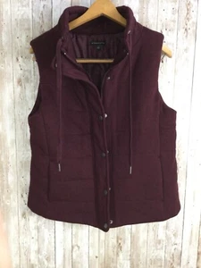 Staccato Burgundy Cotton Poly lined vest women's M zip snap stand collar pockets - Picture 1 of 3