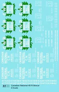 K4 O Scale Decals Canadian National 40 Ft Steel Boxcar White & Green Maple Leaf - Picture 1 of 3