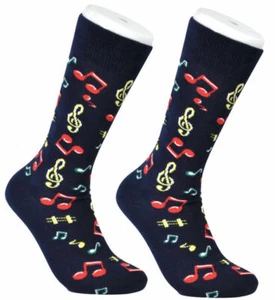 THE TIE STUDIO - Colorful Music Notes on Black Men's Novelty Socks - Picture 1 of 3