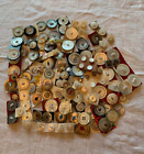 Antique Over 130 Mother of Pearl Buttons Carved Vintage Mixed Sizes Sewing Art
