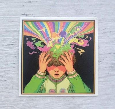 Haunted Doll Active Spirit Creepy Crazy Boy Going Mad Mind Rainbow Sticker 1 Pc - Image 1 of 4