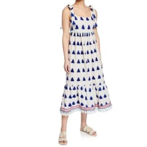 Abito Tessora Anthropologie Mona Ikat piccolo fiocco boho nappa isola vacanza divertimento - Foto 1 di 14