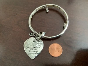 Teacher Bracelet Prayer Verse with Apples/heart Preowned Silver Tone - Picture 1 of 8