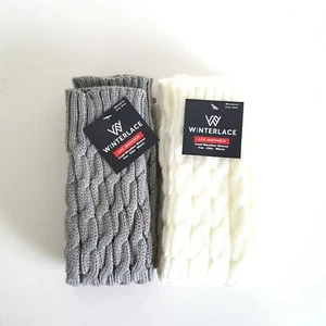 New Winterlace Women Warm Crochet Leg Warmers Cable Knit Leggings Ivory or gray - Picture 1 of 3