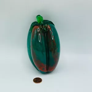 Expositor de verduras vintage soplado a mano hecho en Italia vidrio pimiento verde decoración de 5" - Imagen 1 de 8