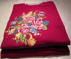 Women's Sweatshirt Flower Design 2 Red Sweatshirt XL 60 Cotton & 40 Polyester - Picture 1 of 3